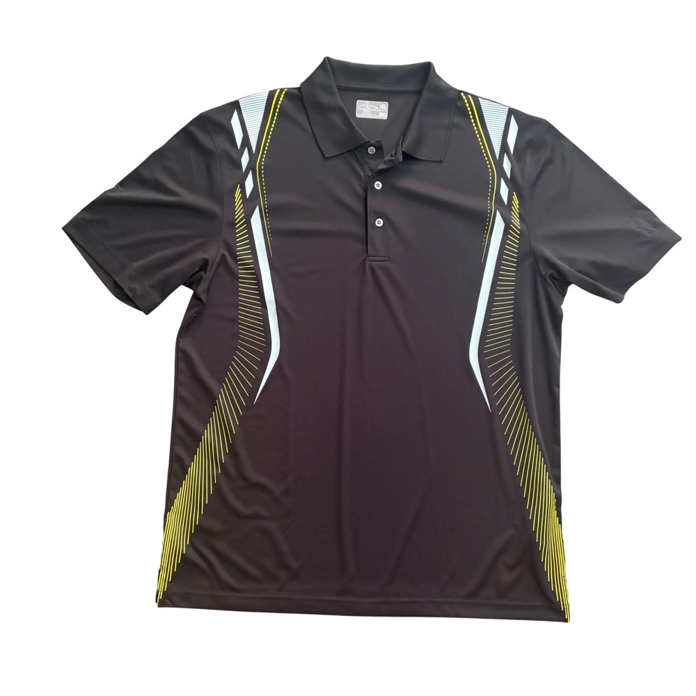 Champions Tour Mens XL Black Performance Golf Polo Shirt Graphic Short Sleeve